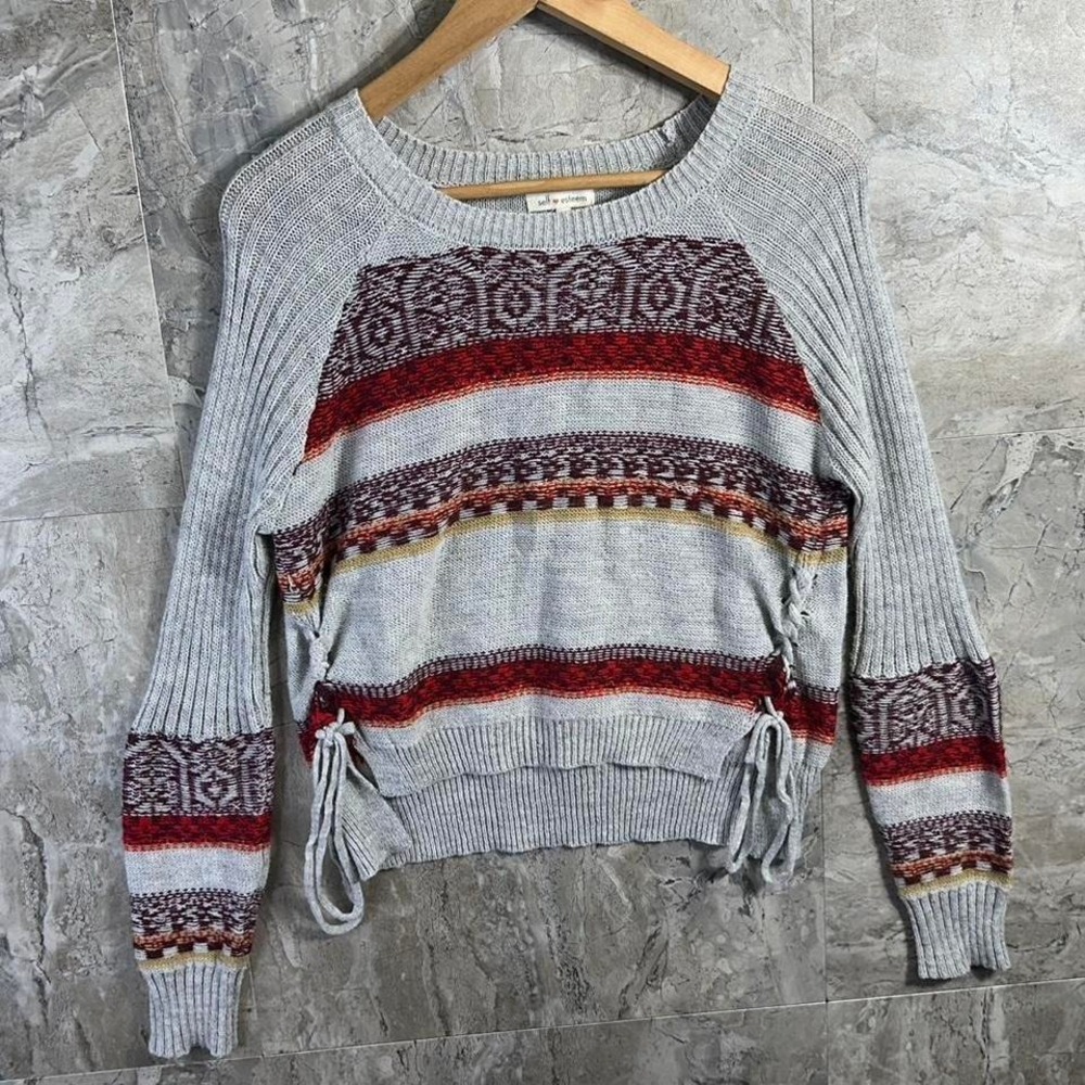 Self Esteem grey multi coloured sweater Woman's Size‎ M #knitwear #winterwear